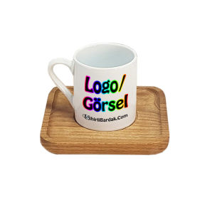 Kişiye Özel Ahşap Tabaklı Türk Kahvesi Fincanı Baskı