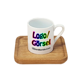 Kişiye Özel Ahşap Tabaklı Türk Kahvesi Fincanı Baskı