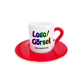 Kişiye Özel Kırmızı Tabaklı Türk Kahvesi Fincanı Baskı