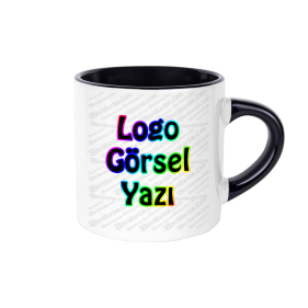 Toptan İçi ve Kulpu Siyah Americano Fincanı Baskı