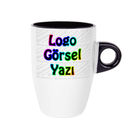 Toptan İçi ve Kulpu Siyah Latte Fincanı Baskı