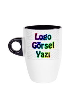 Toptan İçi ve Kulpu Siyah Latte Fincanı Baskı