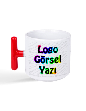 Toptan Kırmızı Renkli T Kulplu Nescafe Fincanı Baskı