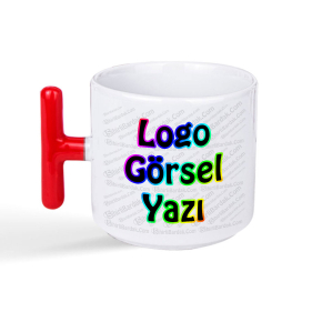 Toptan Kırmızı Renkli T Kulplu Nescafe Fincanı Baskı
