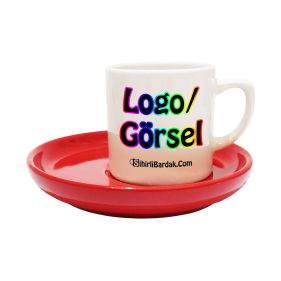 Toptan Kırmızı Tabaklı Türk Kahvesi Fincanı Baskı