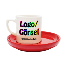 Toptan Kırmızı Tabaklı Türk Kahvesi Fincanı Baskı