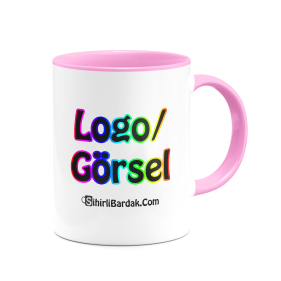 Kişiye Özel İçi ve Kulpu Pembe Kupa Bardak Baskı Kişiye Özel İçi ve Kulpu Pembe Kupa Bardak Baskı