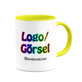 Kişiye Özel İçi ve Kulpu Sarı Kupa Bardak Baskı Kişiye Özel İçi ve Kulpu Sarı Kupa Bardak Baskı