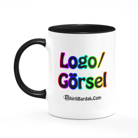 Kişiye Özel İçi ve Kulpu Siyah Kupa Bardak Baskı Kişiye Özel İçi ve Kulpu Siyah Kupa Bardak Baskı