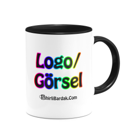 Kişiye Özel İçi ve Kulpu Siyah Kupa Bardak Baskı Kişiye Özel İçi ve Kulpu Siyah Kupa Bardak Baskı