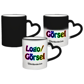 Kişiye Özel Kalp Kulplu Sihirli Kupa Bardak Baskı Kişiye Özel Kalp Kulplu Sihirli Kupa Bardak Baskı