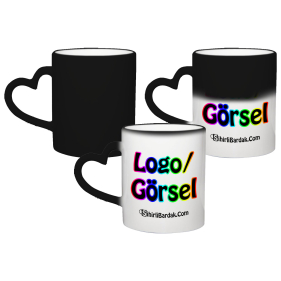 Kişiye Özel Kalp Kulplu Sihirli Kupa Bardak Baskı Kişiye Özel Kalp Kulplu Sihirli Kupa Bardak Baskı
