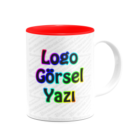 Toptan İçi Kırmızı Kupa Bardak Baskı