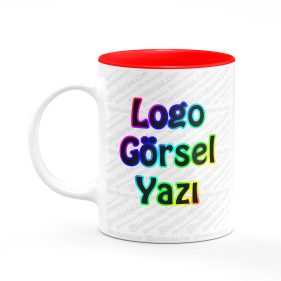 Toptan İçi Kırmızı Kupa Bardak Baskı