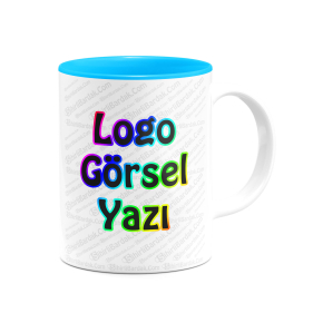 Toptan İçi Mavi Kupa Bardak Baskı