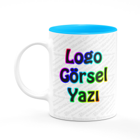 Toptan İçi Mavi Kupa Bardak Baskı