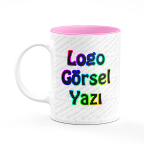 Toptan İçi Pembe Kupa Bardak Baskı