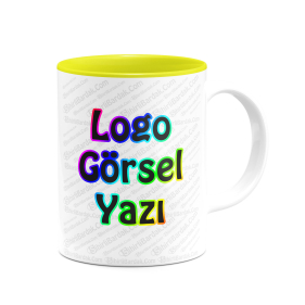 Toptan İçi Sarı Kupa Bardak Baskı