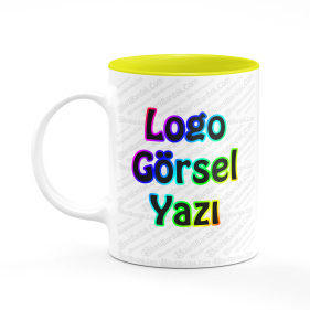 Toptan İçi Sarı Kupa Bardak Baskı