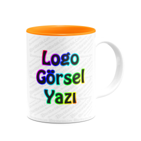 Toptan İçi Turuncu Kupa Bardak Baskı