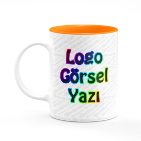 Toptan İçi Turuncu Kupa Bardak Baskı