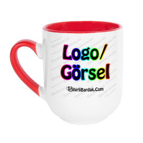 Toptan İçi ve Kulpu Kırmızı Oval Kupa Bardak Baskı Toptan İçi ve Kulpu Kırmızı Oval Kupa Bardak Baskı