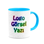 Toptan İçi ve Kulpu Mavi Kupa Bardak Baskı Toptan İçi ve Kulpu Mavi Kupa Bardak Baskı