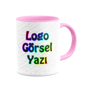 Toptan İçi ve Kulpu Pembe Kupa Bardak Baskı