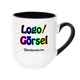 Toptan İçi ve Kulpu Siyah Oval Kupa Bardak Baskı Toptan İçi ve Kulpu Siyah Oval Kupa Bardak Baskı