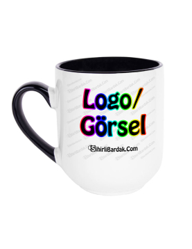 Toptan İçi ve Kulpu Siyah Oval Kupa Bardak Baskı Toptan İçi ve Kulpu Siyah Oval Kupa Bardak Baskı