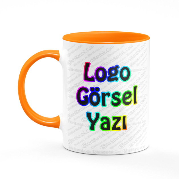 Toptan İçi ve Kulpu Turuncu Kupa Bardak Baskı