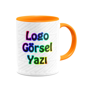 Toptan İçi ve Kulpu Turuncu Kupa Bardak Baskı