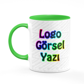 Toptan İçi ve Kulpu Yeşil Kupa Bardak Baskı